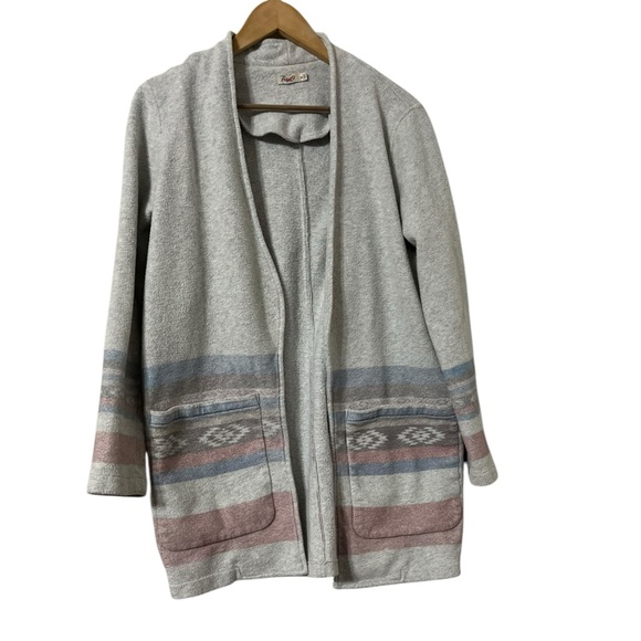 FAHERTY Gray Open Striped Cardigan Sweater - Picture 8 of 8